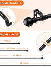 Curtain Poles with Round Finials 76 to 157 cm, 1.6 cm diameter Matt Black - Image 3